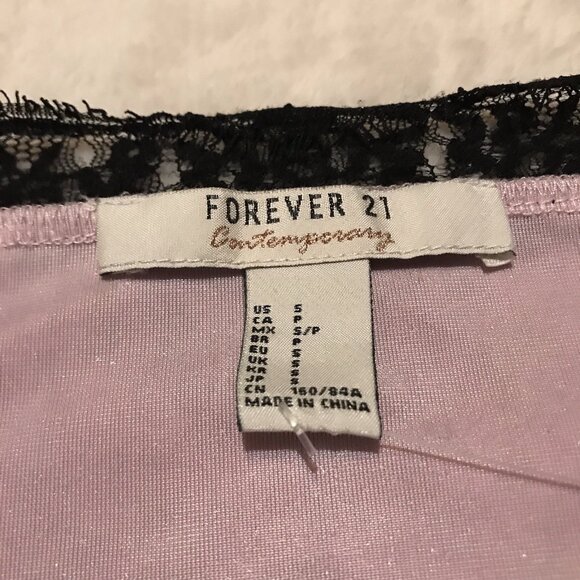 FOREVER 21 Women Crushed Velvet Lace Sleeveless Tank Crop Top Size S Lavender - Picture 4 of 6